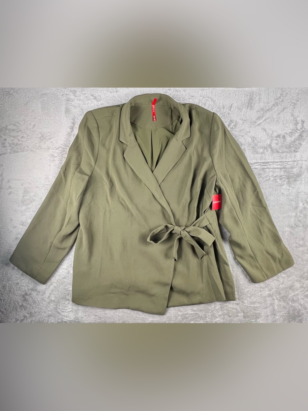Spanx Blazer Women Midnight Olive Long Sleeve Carefree Crepe Wrap NWT 3X